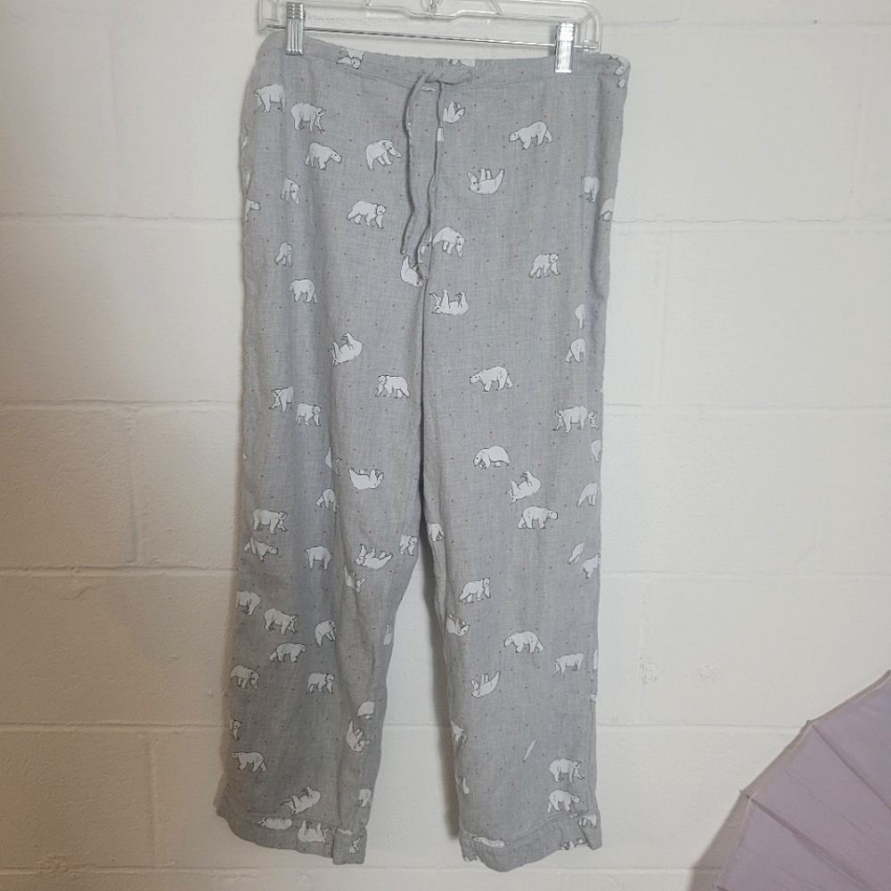 Talbots Grey Polar Bear Novelty Print Pajama Lounge Pants Size Medium